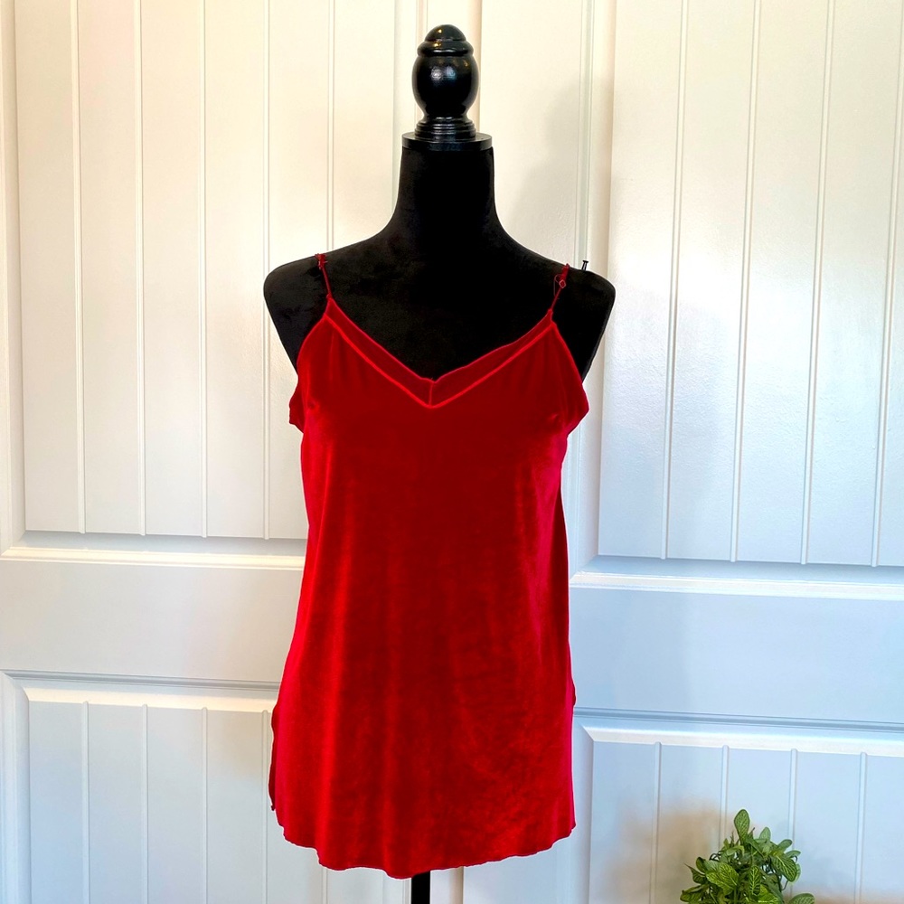 New!  Beautiful Red Vibrant Velvety Light Weight Tank Top